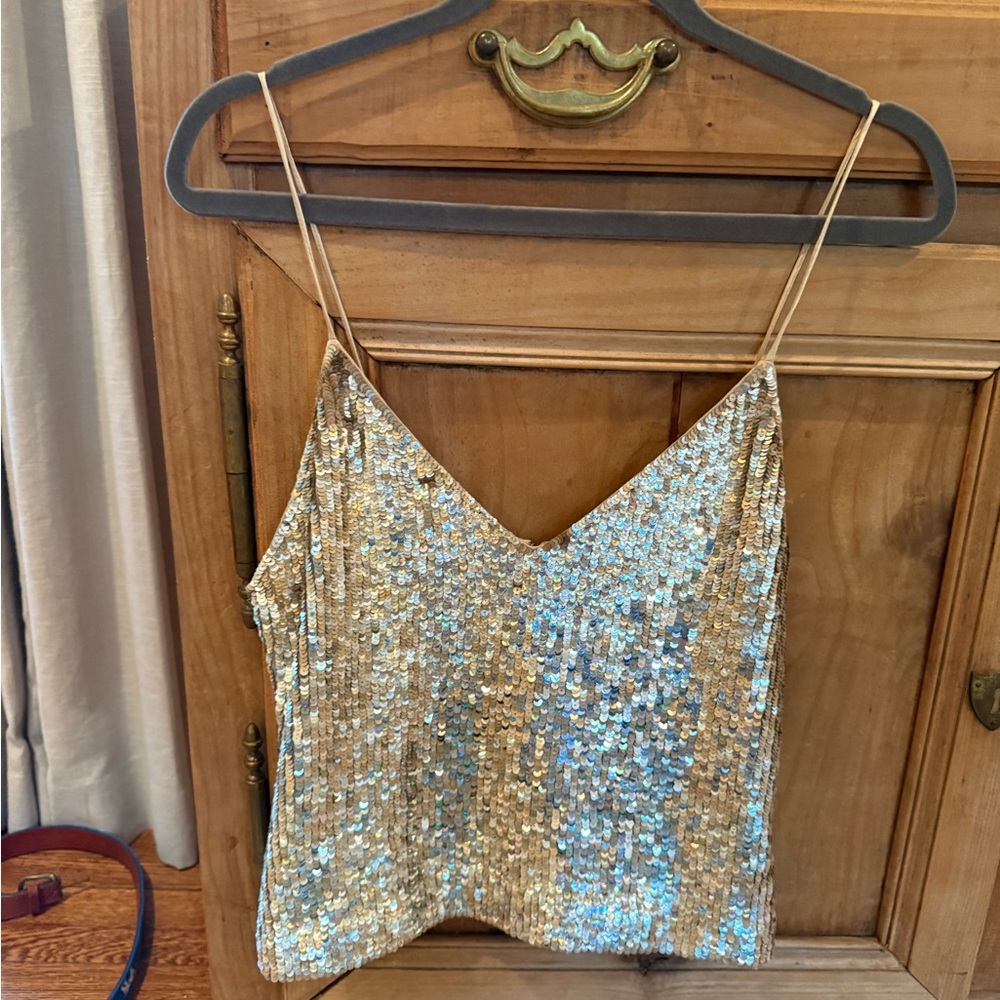 Alice + Olivia Gold Sequin Camisole Top